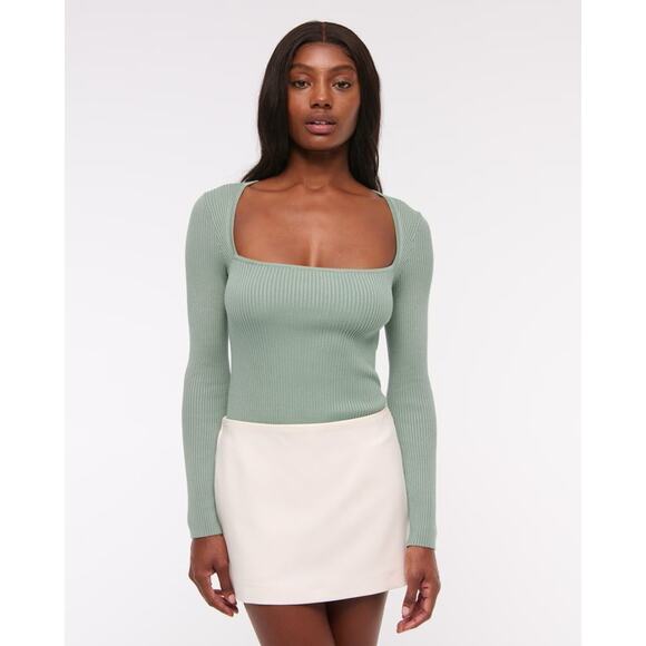 Abercrombie Teal Square Neck Sweater Sz Medium - Picture 1 of 2